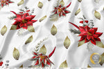 Poinsettia Floral Apparel Fabric 3Meters+, 9 Designs | 8 Fabrics Option | Fabric By the Yard | 070