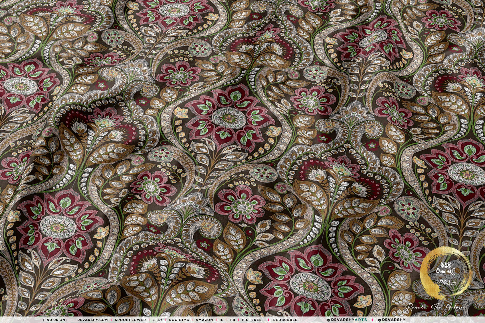Brocade Print Apparel Fabric 3Meters+, 9 Designs | 8 Fabrics Option | Fabric By the Yard | 066 | DEVARSHY brocade-print-apparel-fabric-3meters-9-designs-8-fabrics-option-fabric-by-the-yard-066-devarshy