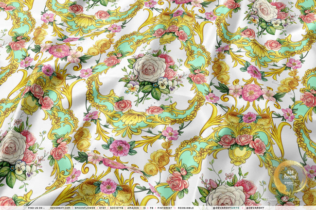 Decorative Florals Apparel Fabric 3Meters+, 6 Designs | 8 Fabrics Option | Baroque Fabric By the Yard | 046