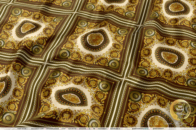 Medallion Upholstery Fabric 3meters 9 Designs & 12 Furnishing Fabrics Golden Baroque Fabric By the Yard | 030