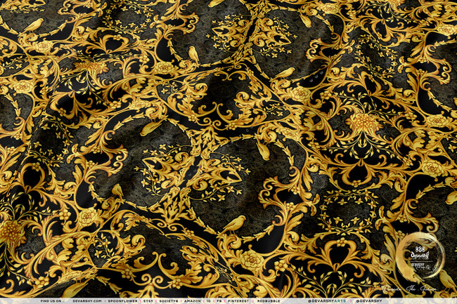 Golden Baroque Apparel Fabric 3Meters+, 6 Designs | 8 Fabrics Option | Fabric By the Yard | 043