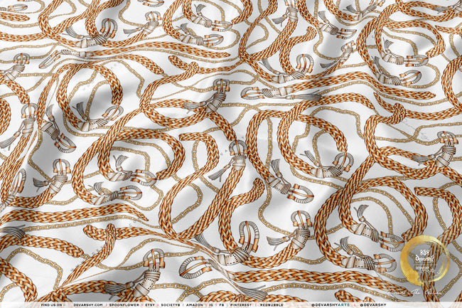 Gold Chains Apparel Fabric 3Meters+, 6 Designs | 8 Fabrics Option | Baroque Fabric By the Yard | 041